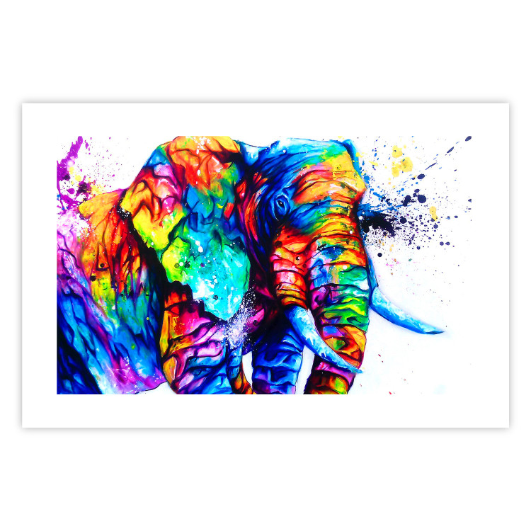 Poster Friendly Elephant - abstract multicolored animal on a white background 127094 additionalImage 19