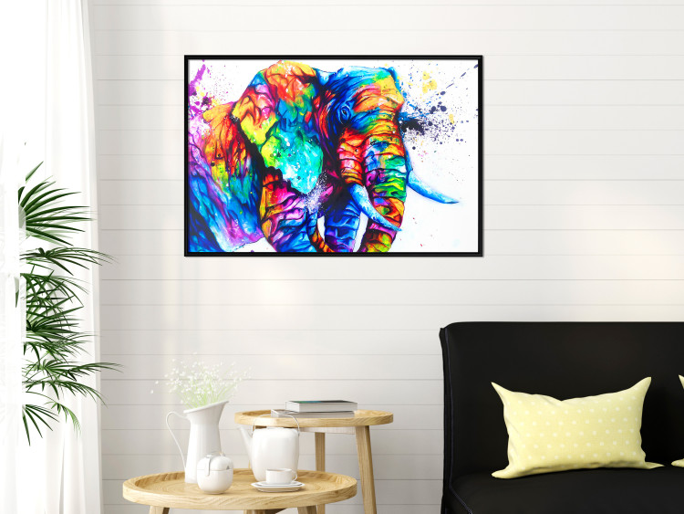 Poster Friendly Elephant - abstract multicolored animal on a white background 127094 additionalImage 4