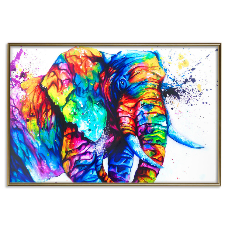 Poster Friendly Elephant - abstract multicolored animal on a white background 127094 additionalImage 17