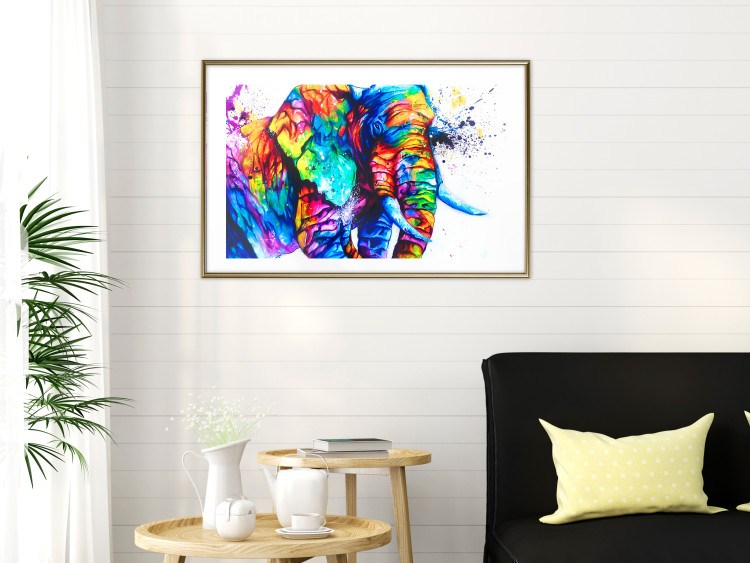 Poster Friendly Elephant - abstract multicolored animal on a white background 127094 additionalImage 13
