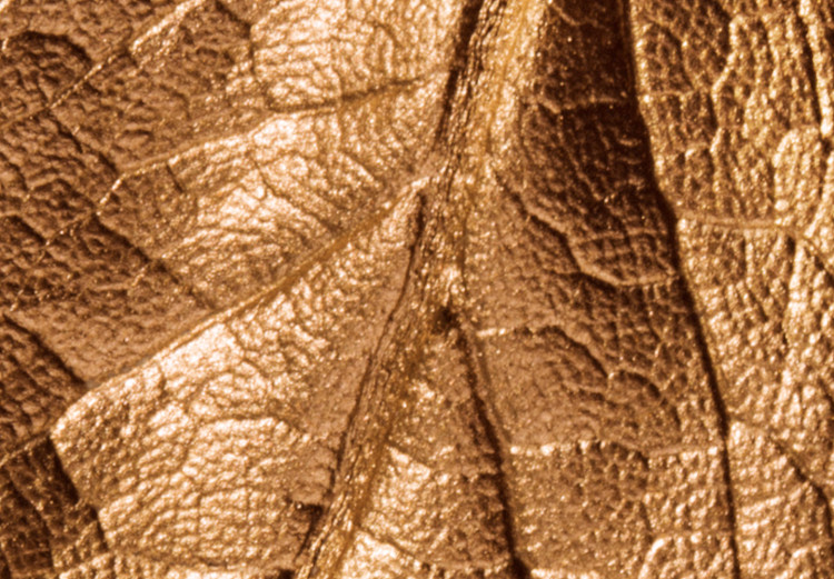 Poster Golden Lightness - golden leaf with distinct texture on a beige background 127394 additionalImage 12