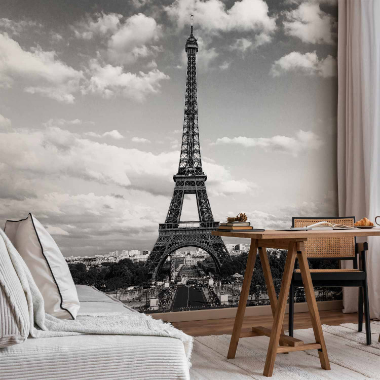Photo Wallpaper Paris and the Eiffel Tower - black and white architecture with the tower in the centre 128394 additionalImage 4