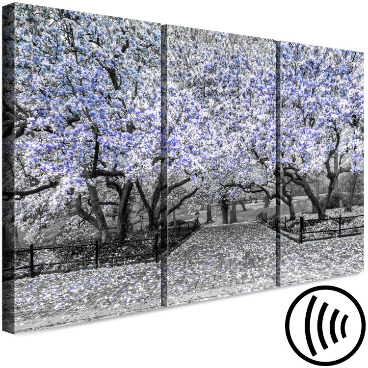 Canvas Print Blooming Magnolias - triptych with magnolia trees and violet flowers 128794 additionalImage 6