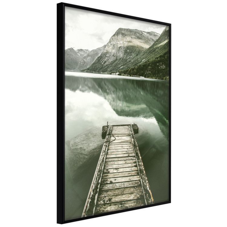 Poster Silence - landscape of a lake with a wooden pier against mountains and sky 130294 additionalImage 13