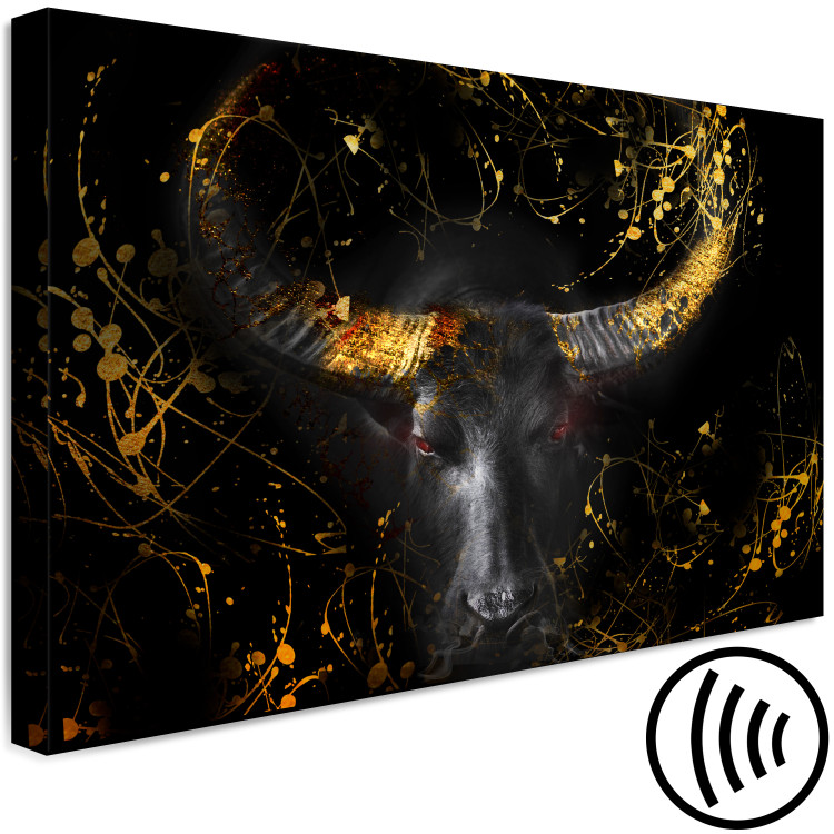 Canvas Art Print Angry Bull (1-piece) Wide - third variant - golden animal 130494 additionalImage 6