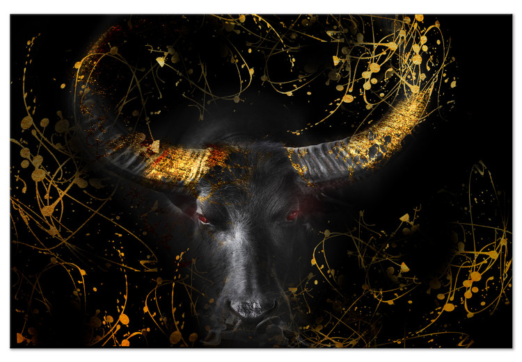 Canvas Art Print Angry Bull (1-piece) Wide - third variant - golden animal 130494