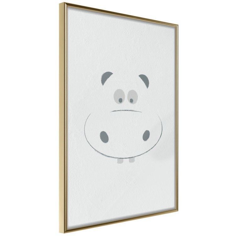 Poster Happy Hippo - animal with a funny face on a solid gray background 130694 additionalImage 12