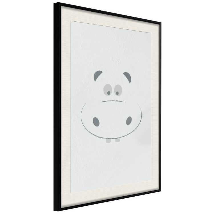 Poster Happy Hippo - animal with a funny face on a solid gray background 130694 additionalImage 2