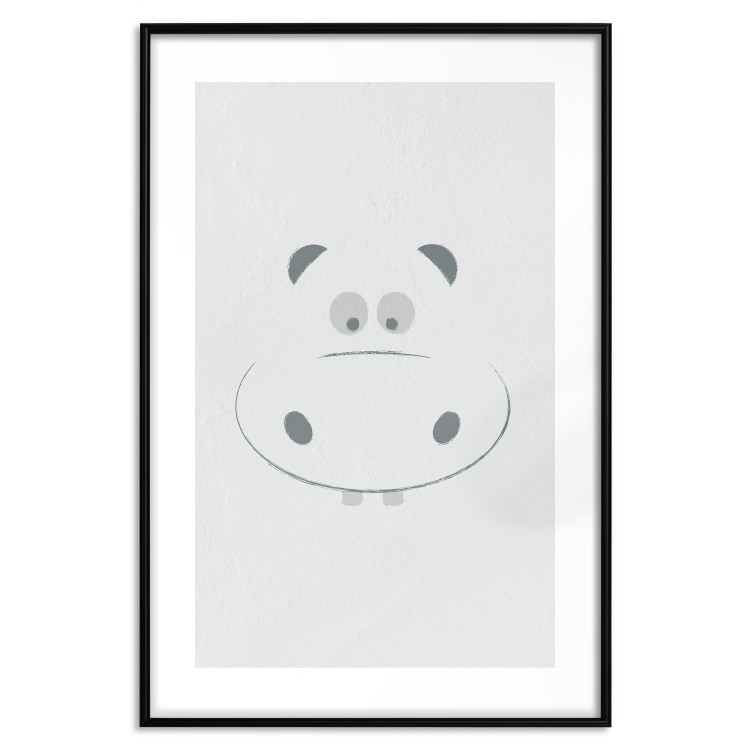 Poster Happy Hippo - animal with a funny face on a solid gray background 130694 additionalImage 27