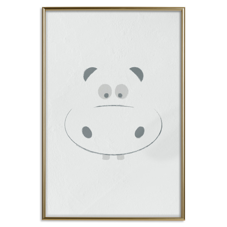 Poster Happy Hippo - animal with a funny face on a solid gray background 130694 additionalImage 16