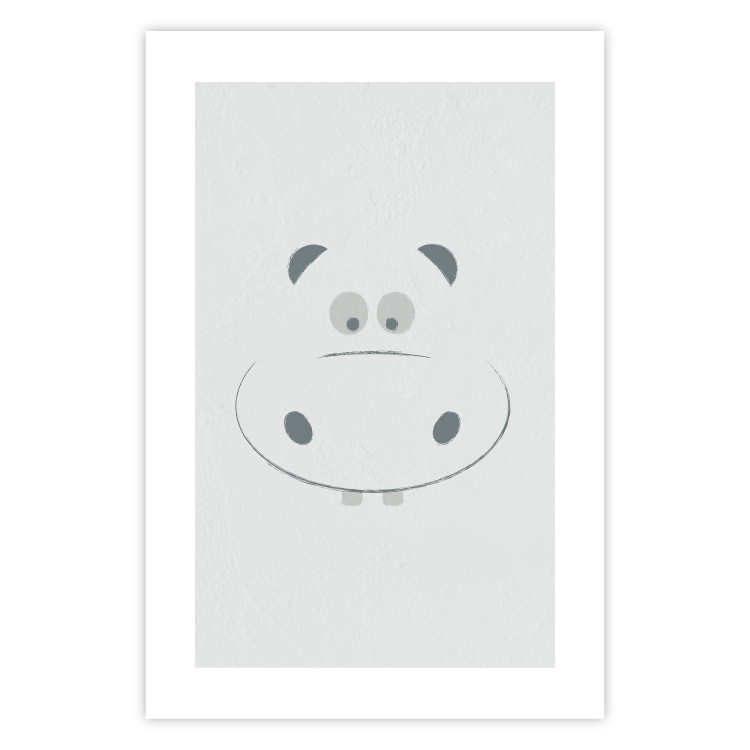 Poster Happy Hippo - animal with a funny face on a solid gray background 130694 additionalImage 15