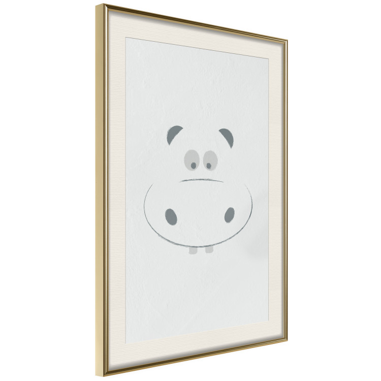 Poster Happy Hippo - animal with a funny face on a solid gray background 130694 additionalImage 3