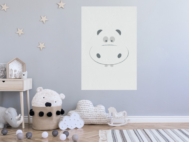 Poster Happy Hippo - animal with a funny face on a solid gray background 130694 additionalImage 4