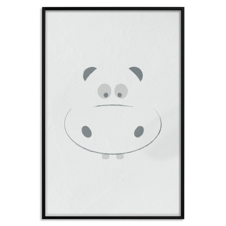 Poster Happy Hippo - animal with a funny face on a solid gray background 130694 additionalImage 20