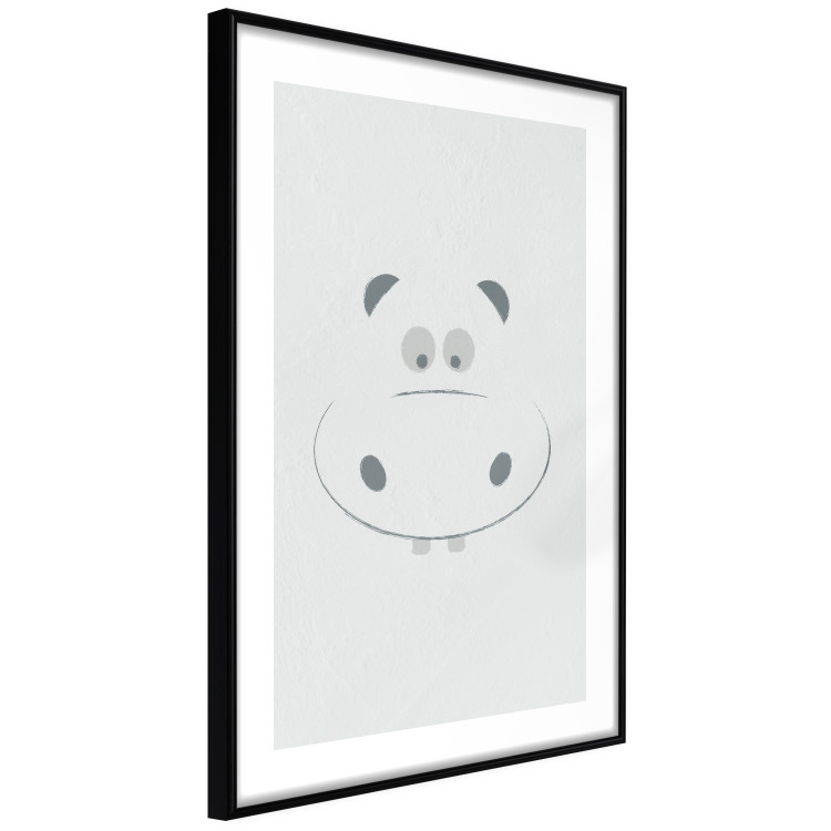 Poster Happy Hippo - animal with a funny face on a solid gray background 130694 additionalImage 8