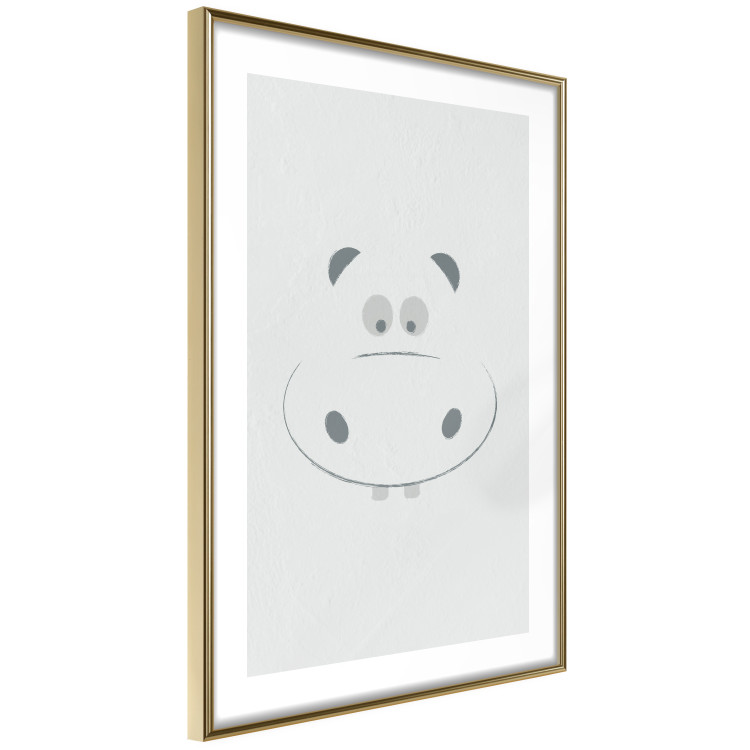 Poster Happy Hippo - animal with a funny face on a solid gray background 130694 additionalImage 7