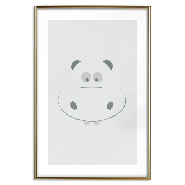 Poster Happy Hippo - animal with a funny face on a solid gray background 130694 additionalImage 19