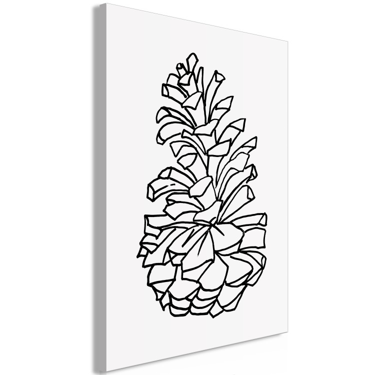 Canvas Art Print Forest Scent (1-piece) Vertical - natural pine cone in lineart style 131894 additionalImage 2