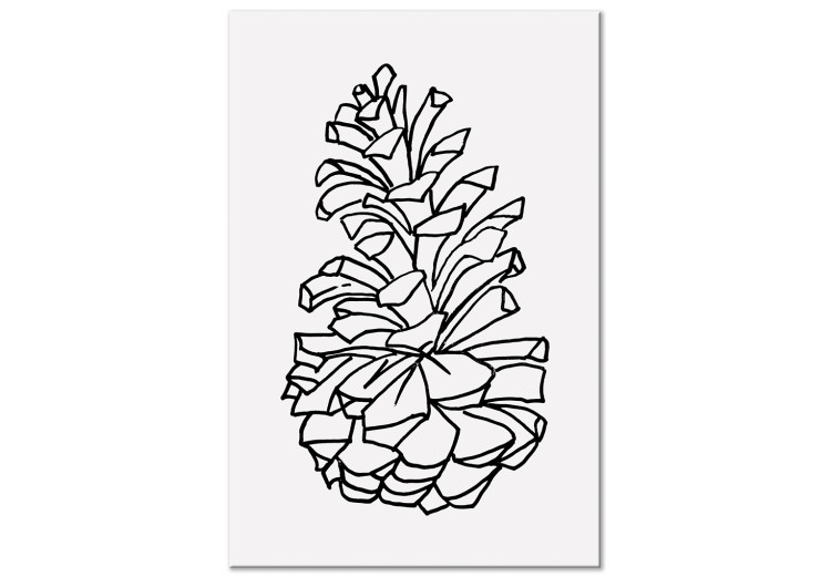 Canvas Art Print Forest Scent (1-piece) Vertical - natural pine cone in lineart style 131894