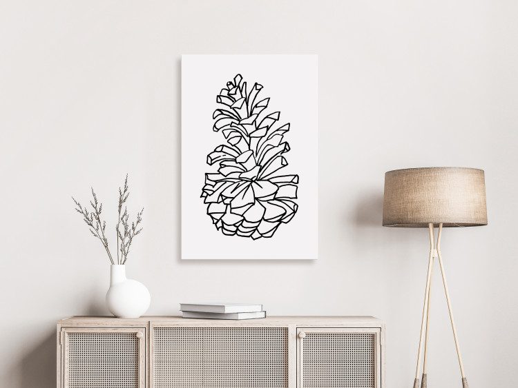 Canvas Art Print Forest Scent (1-piece) Vertical - natural pine cone in lineart style 131894 additionalImage 3