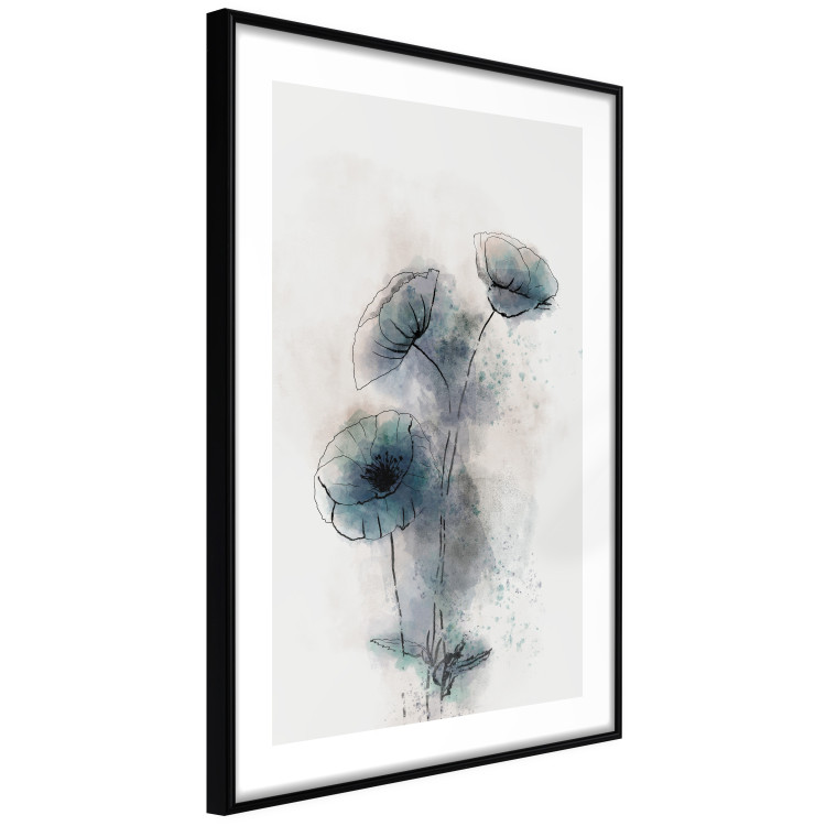 Wall Poster Blue Poppies - line art of a plant with blue flowers on a light background 131994 additionalImage 6