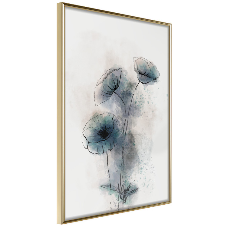 Wall Poster Blue Poppies - line art of a plant with blue flowers on a light background 131994 additionalImage 14