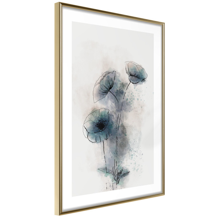 Wall Poster Blue Poppies - line art of a plant with blue flowers on a light background 131994 additionalImage 7