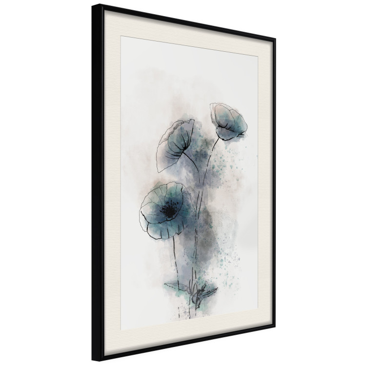 Wall Poster Blue Poppies - line art of a plant with blue flowers on a light background 131994 additionalImage 2