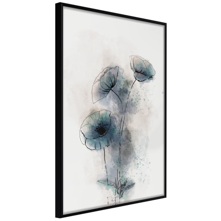 Wall Poster Blue Poppies - line art of a plant with blue flowers on a light background 131994 additionalImage 11