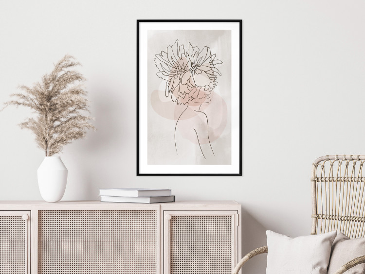 Wall Poster Sophie's Flowers - abstract line art of a woman with flowers on her head 132094 additionalImage 23