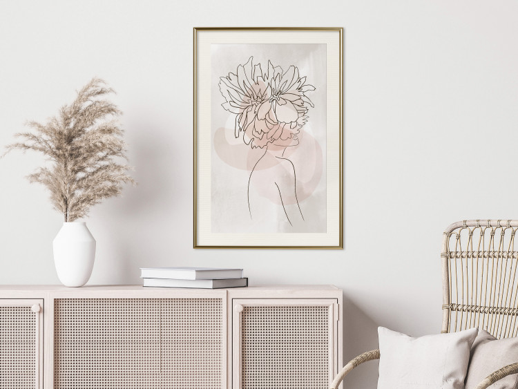 Wall Poster Sophie's Flowers - abstract line art of a woman with flowers on her head 132094 additionalImage 22