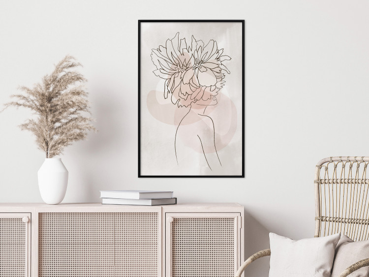 Wall Poster Sophie's Flowers - abstract line art of a woman with flowers on her head 132094 additionalImage 4