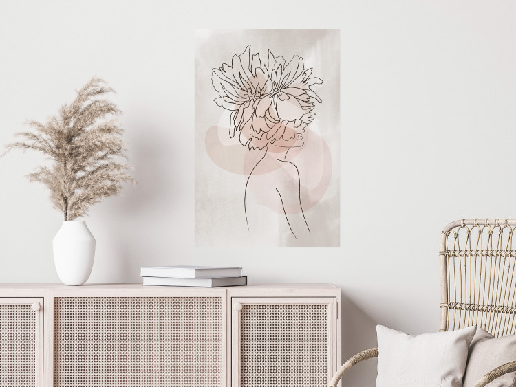 Wall Poster Sophie's Flowers - abstract line art of a woman with flowers on her head 132094 additionalImage 2