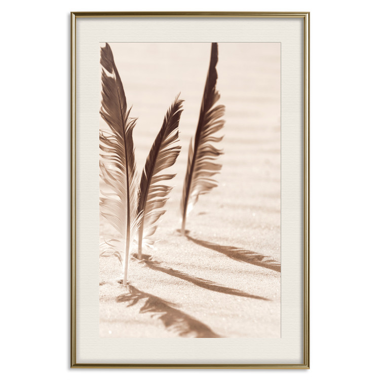 Wall Poster Shady Feathers - marine composition of feathers in sand in sepia colors 135294 additionalImage 12