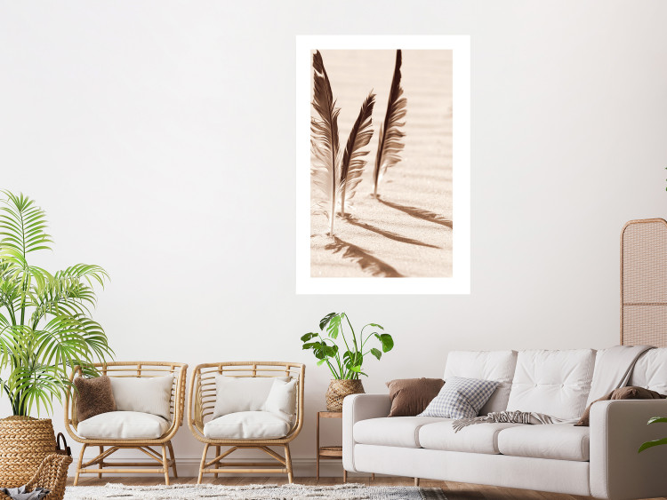 Wall Poster Shady Feathers - marine composition of feathers in sand in sepia colors 135294 additionalImage 20