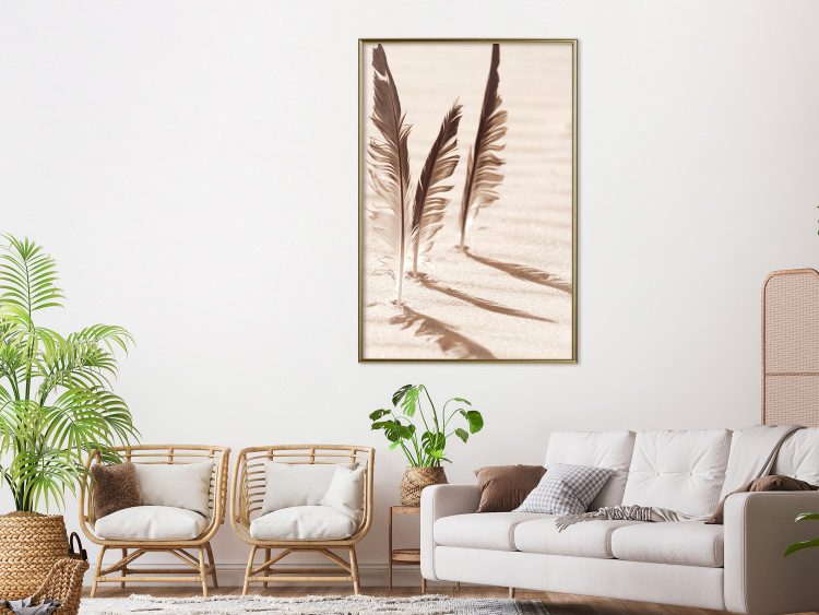 Wall Poster Shady Feathers - marine composition of feathers in sand in sepia colors 135294 additionalImage 18