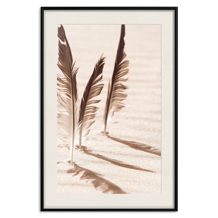 Wall Poster Shady Feathers - marine composition of feathers in sand in sepia colors 135294 additionalImage 13