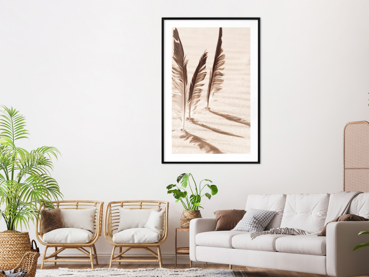 Wall Poster Shady Feathers - marine composition of feathers in sand in sepia colors 135294 additionalImage 17