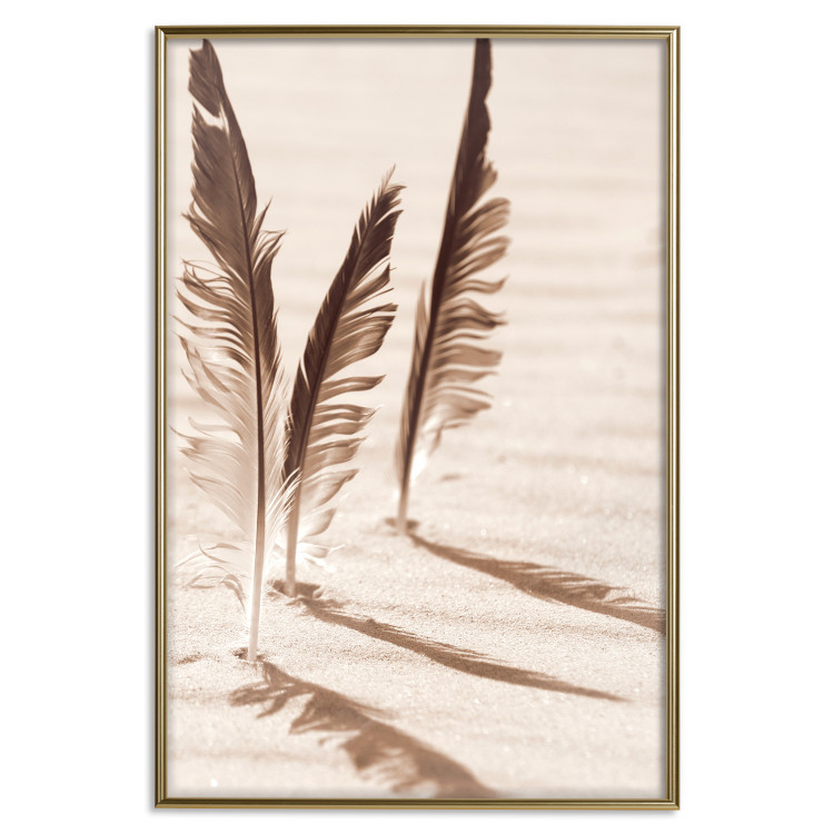 Wall Poster Shady Feathers - marine composition of feathers in sand in sepia colors 135294 additionalImage 16