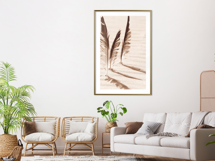 Wall Poster Shady Feathers - marine composition of feathers in sand in sepia colors 135294 additionalImage 23