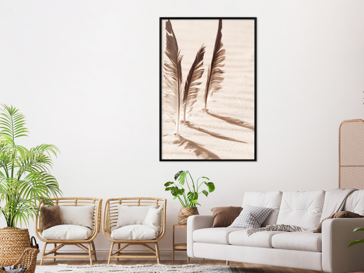 Wall Poster Shady Feathers - marine composition of feathers in sand in sepia colors 135294 additionalImage 19