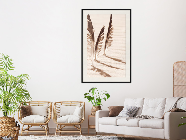 Wall Poster Shady Feathers - marine composition of feathers in sand in sepia colors 135294 additionalImage 22