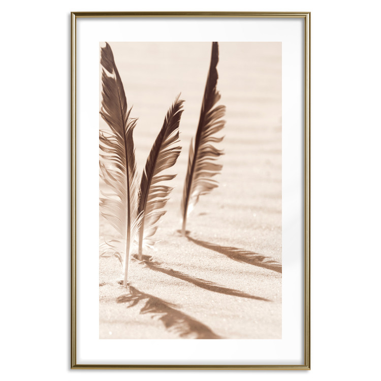 Wall Poster Shady Feathers - marine composition of feathers in sand in sepia colors 135294 additionalImage 10