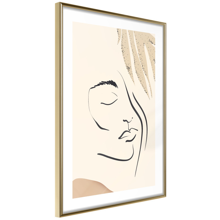 Poster Senna Curtain - delicate lineart with a woman's face on a beige background 137494 additionalImage 2