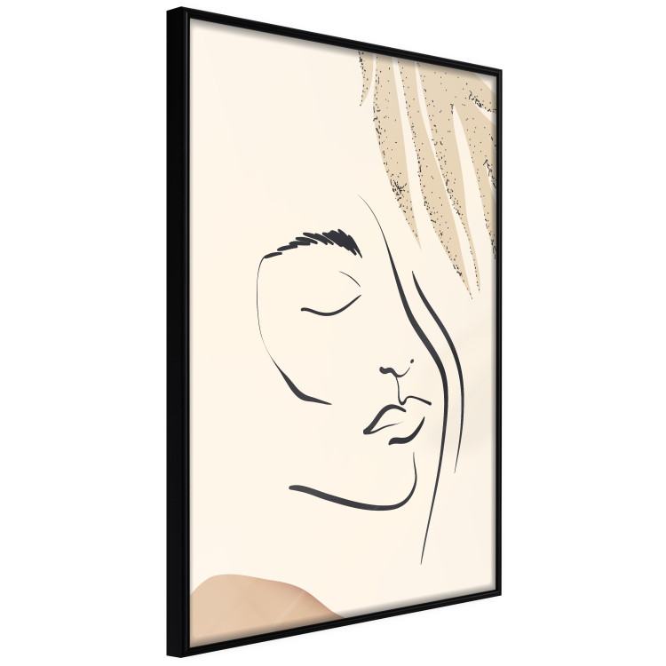 Poster Senna Curtain - delicate lineart with a woman's face on a beige background 137494 additionalImage 4