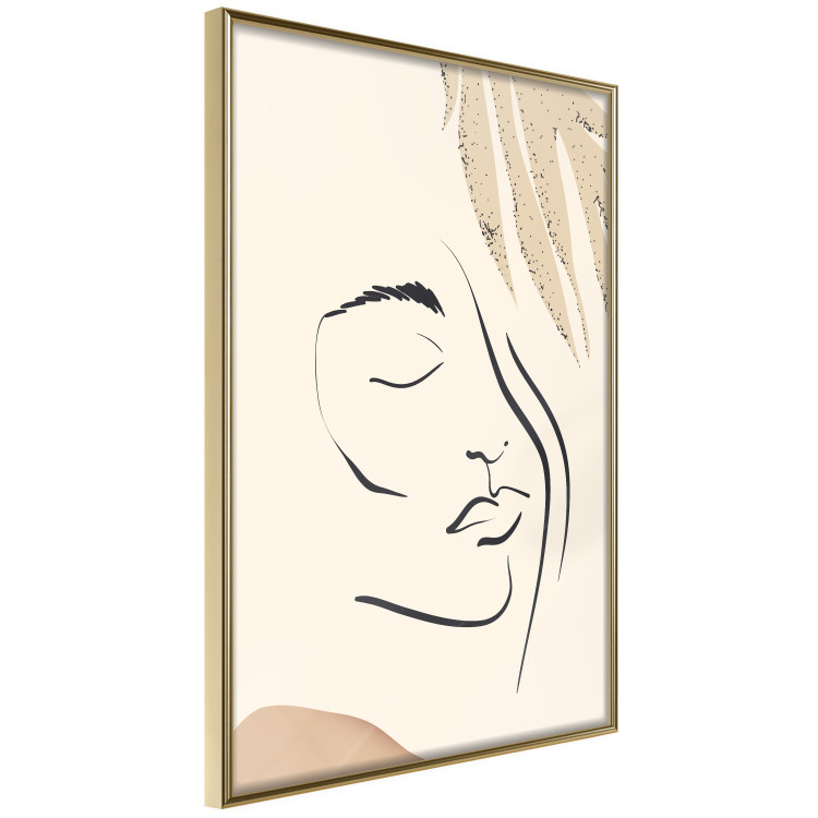 Poster Senna Curtain - delicate lineart with a woman's face on a beige background 137494 additionalImage 10