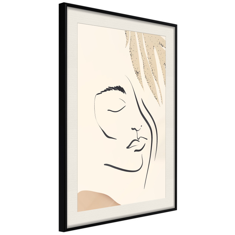 Poster Senna Curtain - delicate lineart with a woman's face on a beige background 137494 additionalImage 8