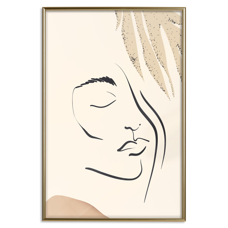 Poster Senna Curtain - delicate lineart with a woman's face on a beige background 137494 additionalImage 9