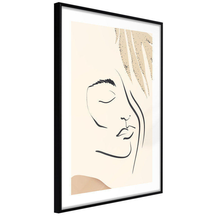 Poster Senna Curtain - delicate lineart with a woman's face on a beige background 137494 additionalImage 4