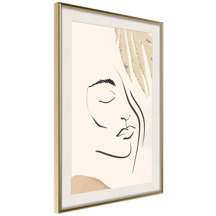 Poster Senna Curtain - delicate lineart with a woman's face on a beige background 137494 additionalImage 3